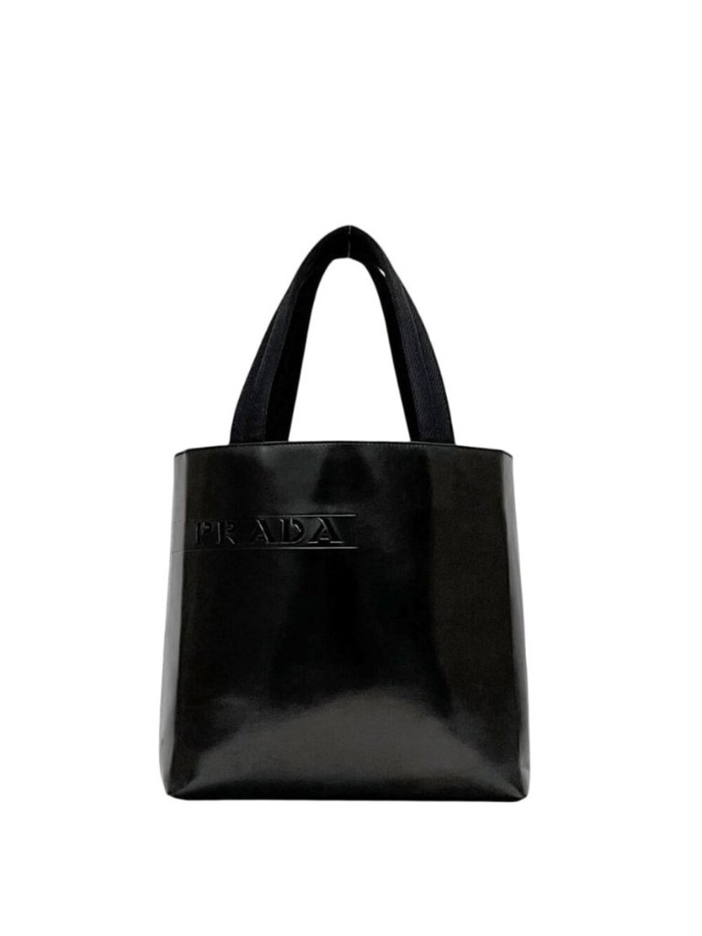 Prada Tote Black Perforated Logo Leather Handbag